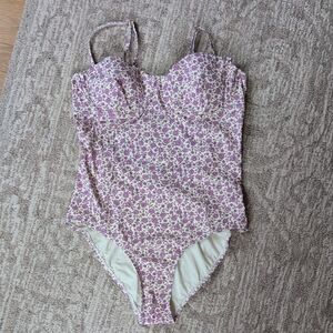 Tory Burch Purple Floral One Piece Swimsuit